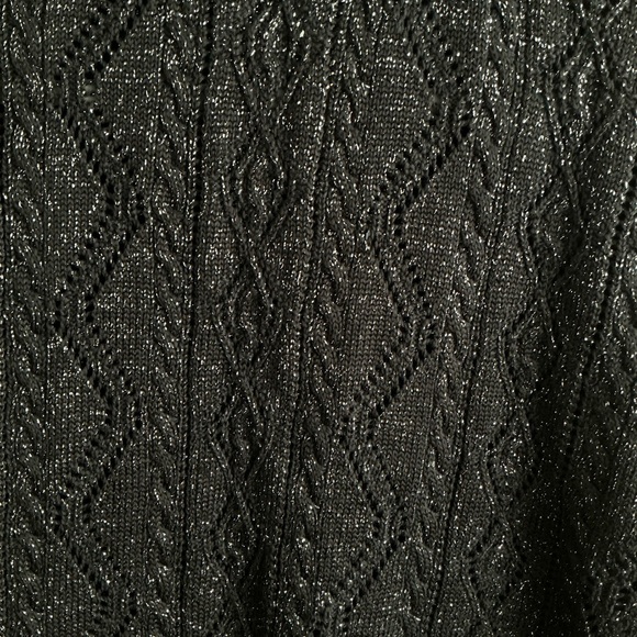 Free People New Romantics Sweater Black Sparkle Cardigan Oversized Small Petite - Picture 11 of 12